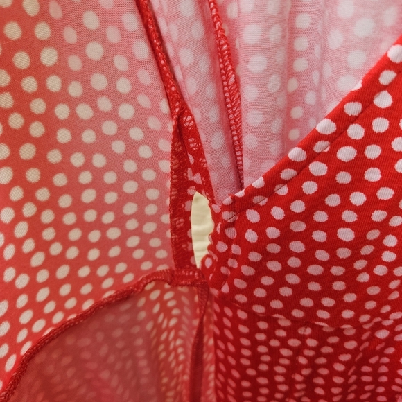 Boden Cassia red and white polka dot jersey knit midi wrap dress size 12 - Picture 5 of 8